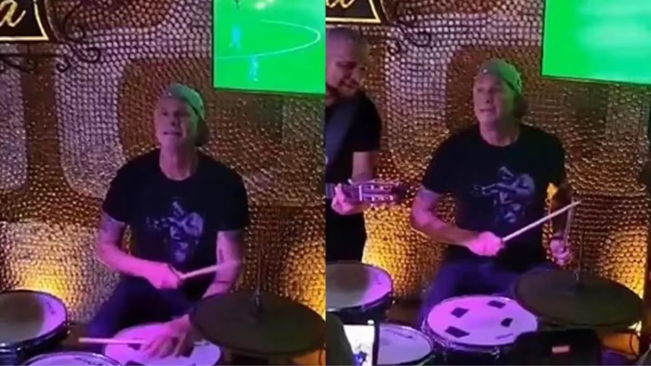 Baterista do Red Hot viraliza nas redes após dar uma ‘palinha’ em bar no RJ (Créditos: Instagram)