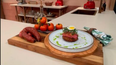 Bolinho de Arroz Cítrico com Linguiça Blumenau tipo patê do Chega Mais