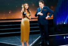 Patrícia e Silvio Santos no Troféu Imprensa