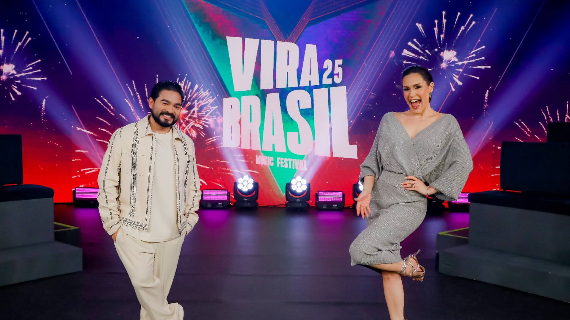 Nadja Haddad e Yudi Tamashiro apresentam o Vira Brasil no SBT