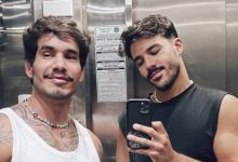 Mateus, do BBB 25, ao lado do namorado Junior Souto