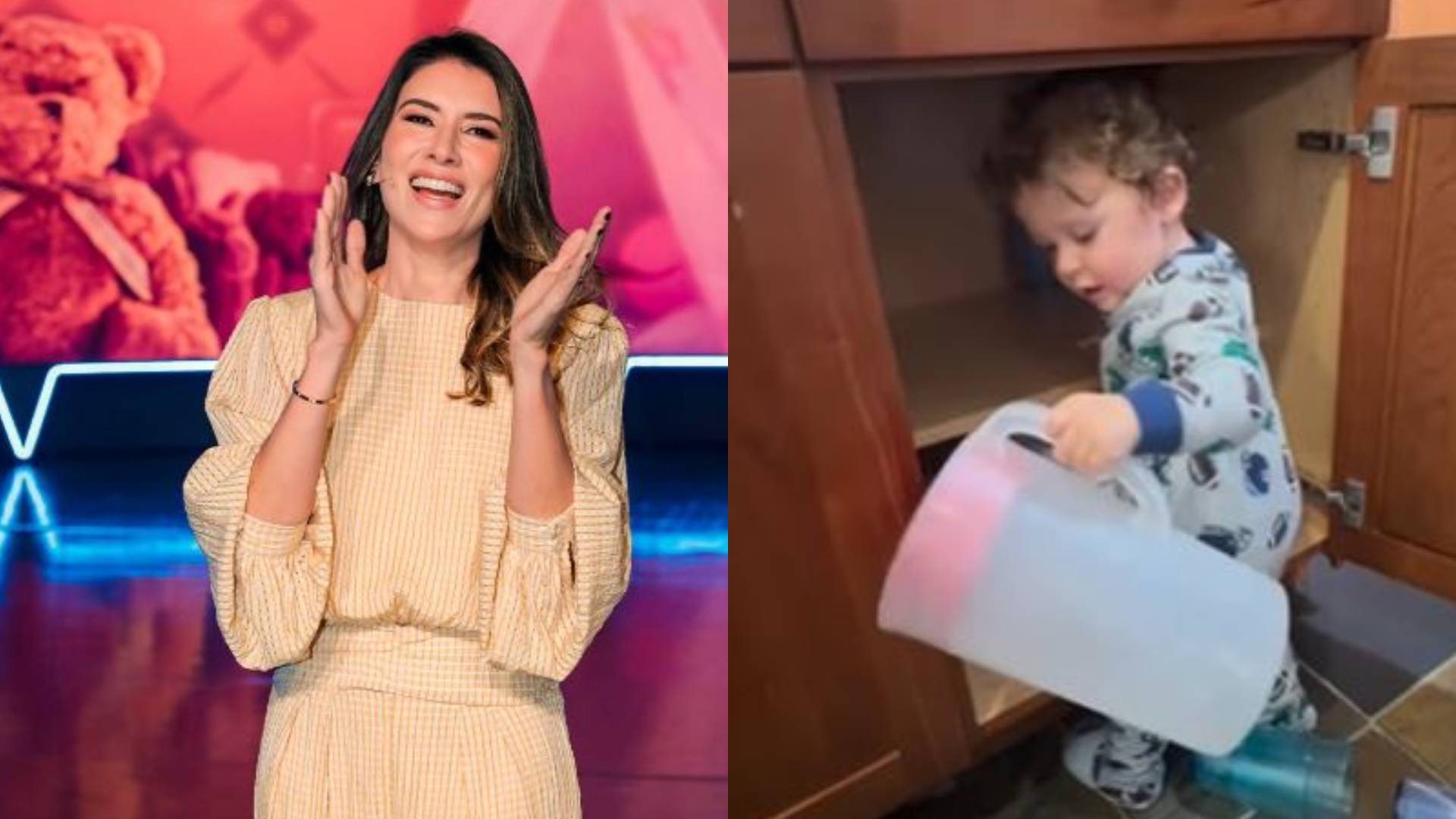 Rebeca Abravanel flagra filho na cozinha