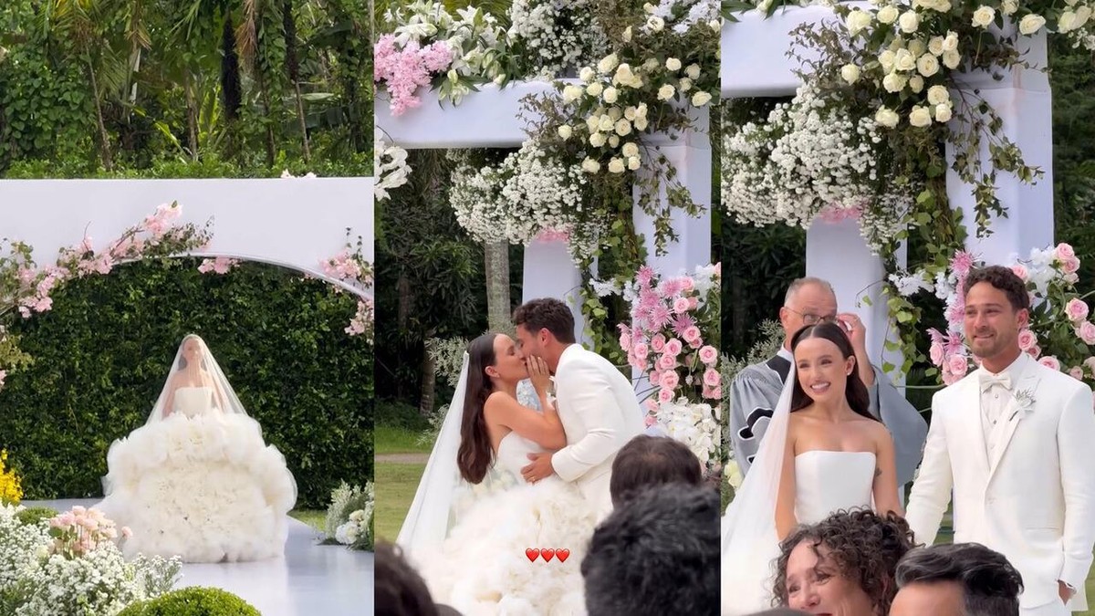 André Luiz Frambach chora com entrada de Larissa Manoela em casamento