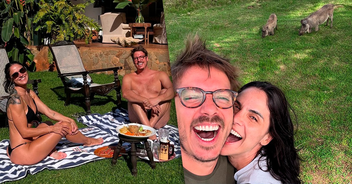 Fábio Porchat e Priscila Castelo Branco celebram o Natal na África