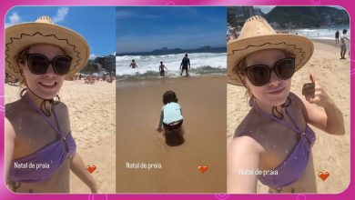 Letícia Colin encanta web em cliques na praia com o filho: 'Natal pode ser um monte de coisas'