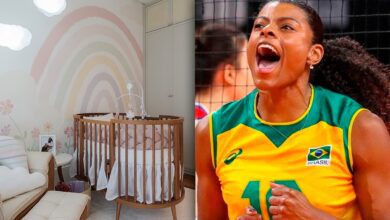 Campeã olímpica de vôlei, Fernanda Garay mostra quartinho cheio de luz da bebê Aurora; veja detalhes!