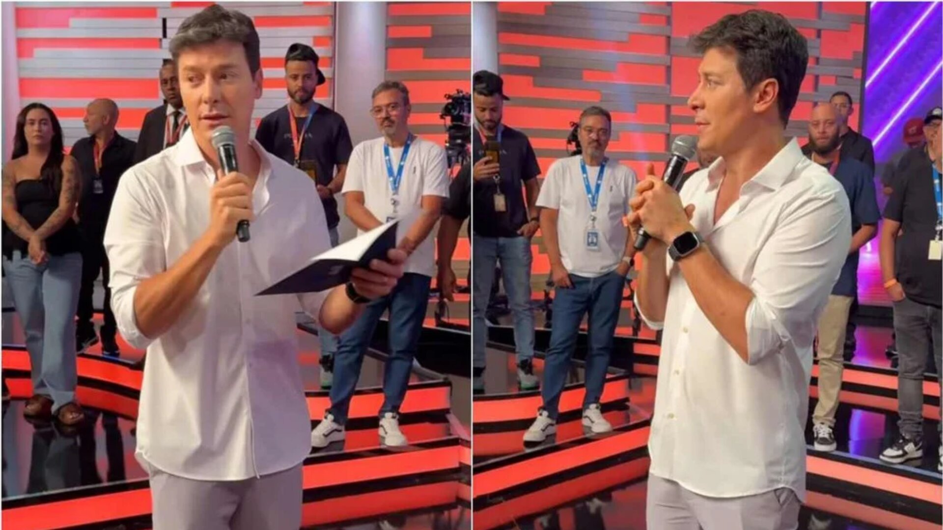 Chorou! Veja como foi a despedida de Rodrigo Faro em última gravação na Record